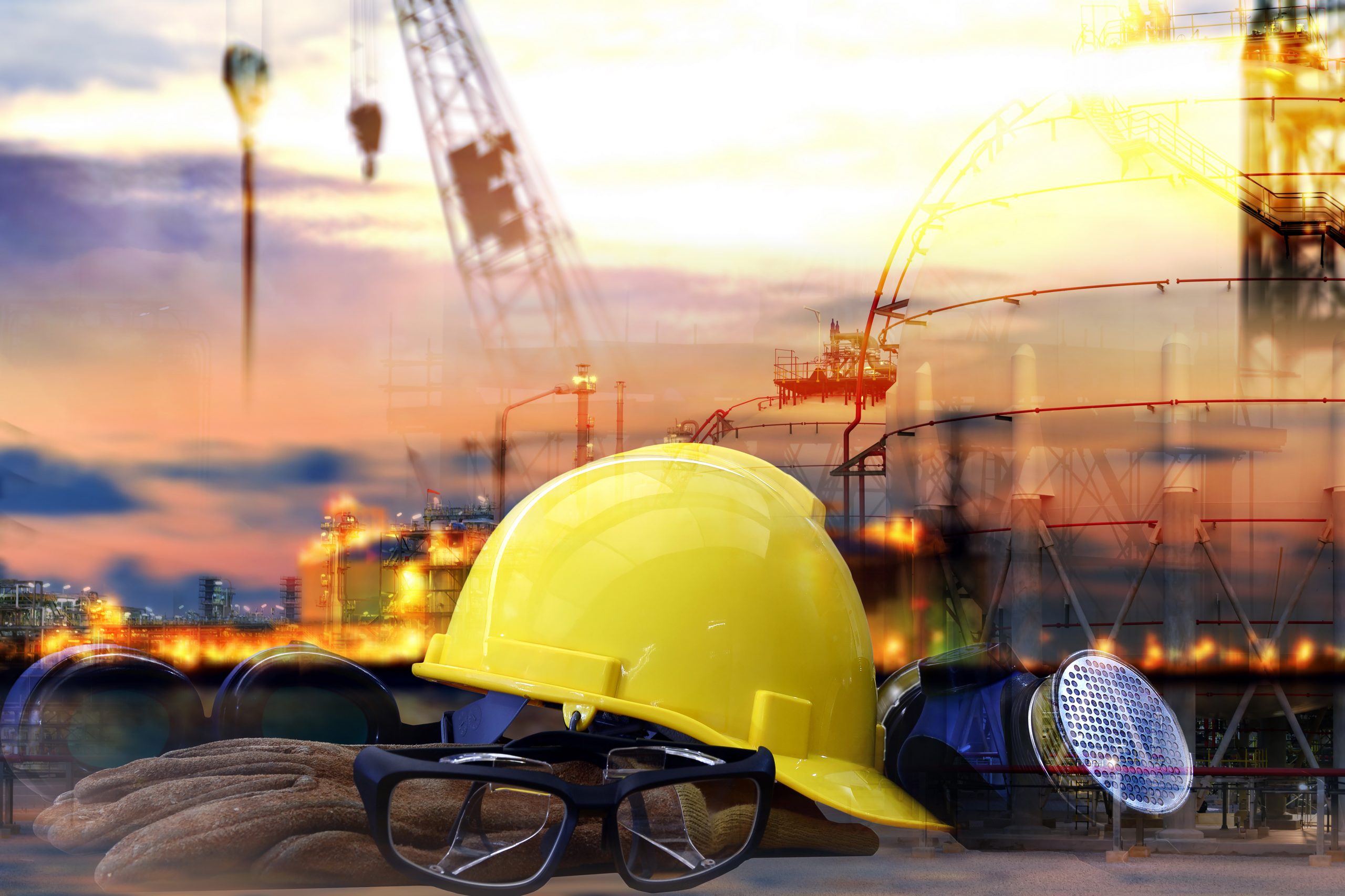 Set,Of,Safety,Work,Wear,On,Construction,Background,,work,Safety